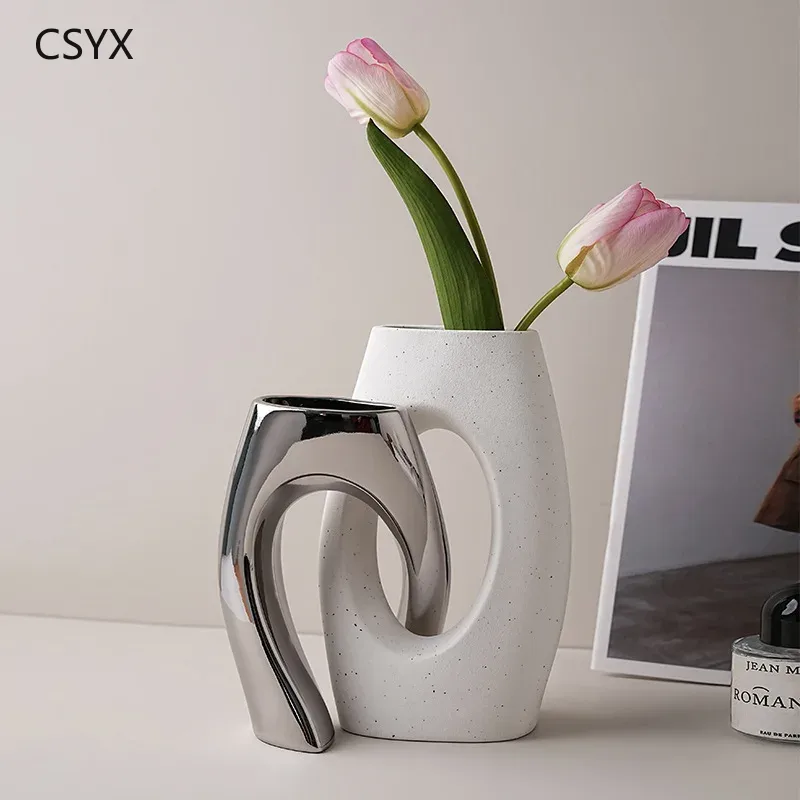 Interior Design Elegant - Innovative Uniquely-Shaped Ceramic Vase - Premium
