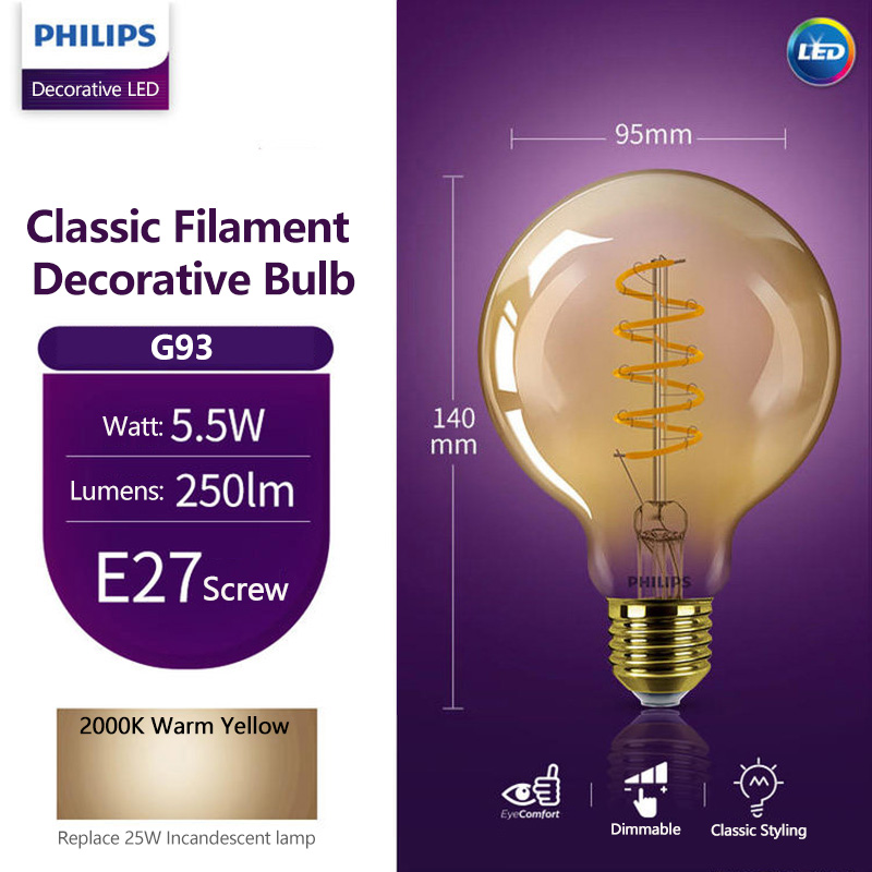Philips LED G93 Classic Filame - đánh giá và giá Philips Bulb Led Classic